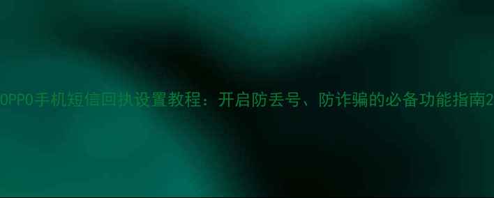 OPPO手机短信回执设置教程开启防丢号防诈骗的必备功能指南