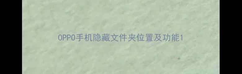 OPPO手机隐藏文件夹位置及功能