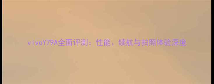 vivoY79A全面评测性能续航与拍照体验深度