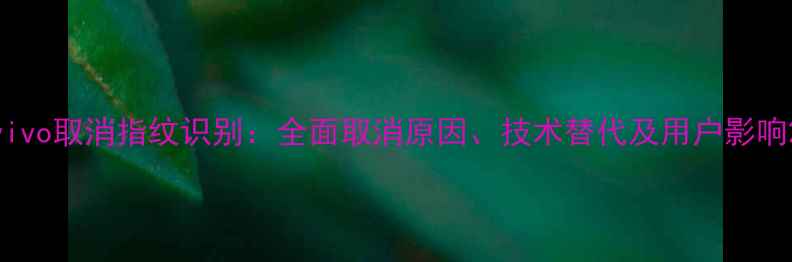 图片 vivo取消指纹识别：全面取消原因、技术替代及用户影响2
