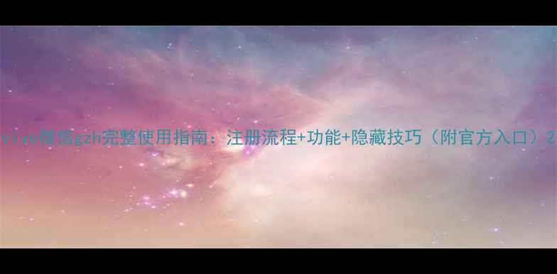 vivo微信gzh完整使用指南注册流程功能隐藏技巧附官方入口