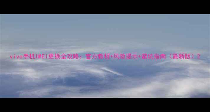 vivo手机IMEI更换全攻略官方教程风险提示避坑指南最新版