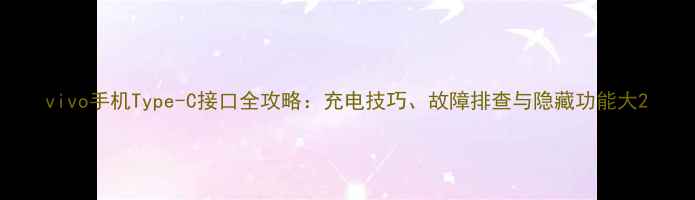 vivo手机Type-C接口全攻略充电技巧故障排查与隐藏功能大