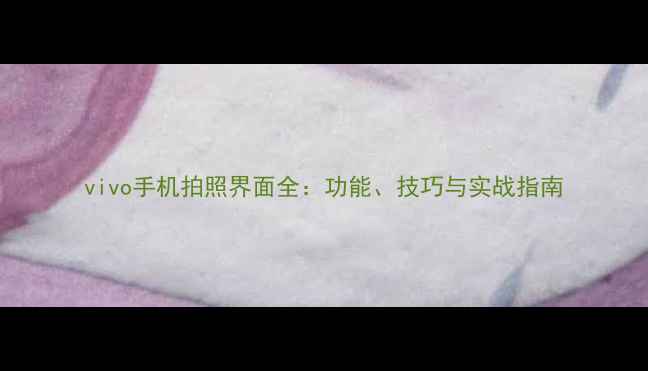 图片 vivo手机拍照界面全：功能、技巧与实战指南