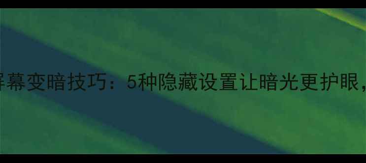 图片 ✨苹果手机屏幕变暗技巧：5种隐藏设置让暗光更护眼，附详细教程
