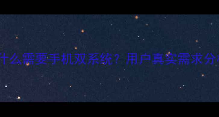 为什么需要手机双系统用户真实需求分析