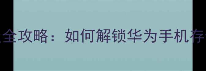 图片 华为W2-SD卡升级全攻略：如何解锁华为手机存储性能新高度？1