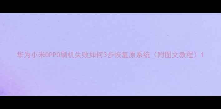 图片 华为小米OPPO刷机失败如何3步恢复原系统（附图文教程）1