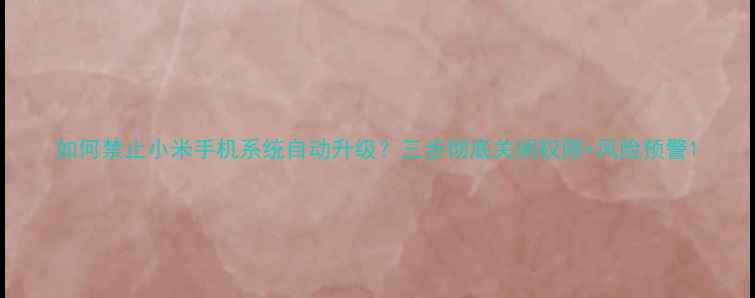图片 如何禁止小米手机系统自动升级？三步彻底关闭权限+风险预警1