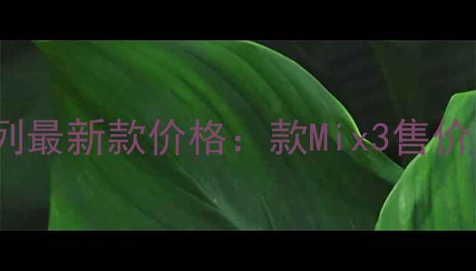 小米Mix系列最新款价格款Mix3售价及选购指南