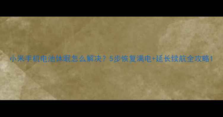图片 小米手机电池休眠怎么解决？5步恢复满电+延长续航全攻略1