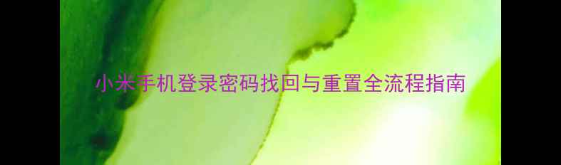图片 小米手机登录密码找回与重置全流程指南