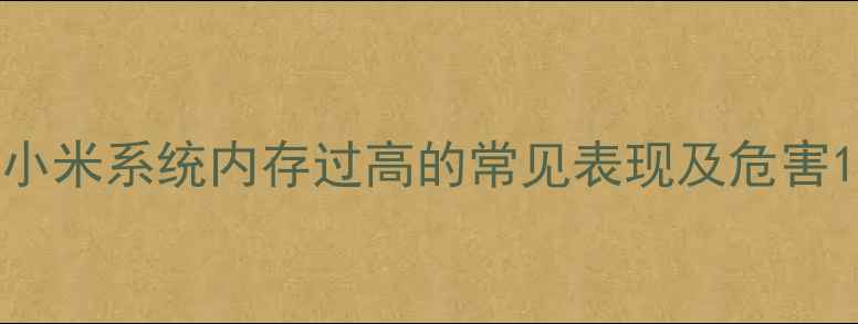 图片 小米系统内存过高的常见表现及危害1