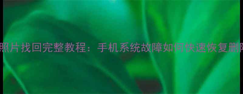 图片 小米系统照片找回完整教程：手机系统故障如何快速恢复删除照片？1