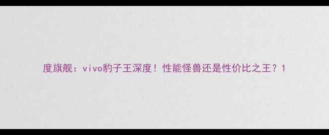 度旗舰vivo豹子王深度性能怪兽还是性价比之王