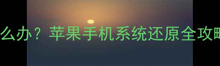 忘记iPhone密码怎么办苹果手机系统还原全攻略附图文教程