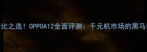 图片 性价比之选！OPPOA12全面评测：千元机市场的黑马表现