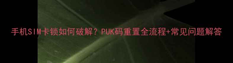 手机SIM卡锁如何破解PUK码重置全流程常见问题解答