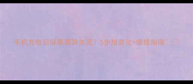图片 手机充电后屏幕黑屏失灵？5步排查法+维修指南📱💡