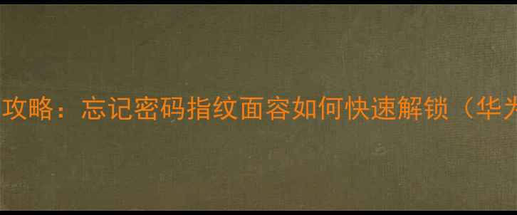 手机屏幕锁解除全攻略忘记密码指纹面容如何快速解锁华为小米三星教程