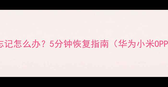 图片 手机开屏密码忘记怎么办？5分钟恢复指南（华为小米OPPOVivo全品牌）