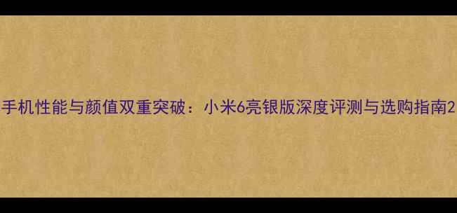 图片 手机性能与颜值双重突破：小米6亮银版深度评测与选购指南2