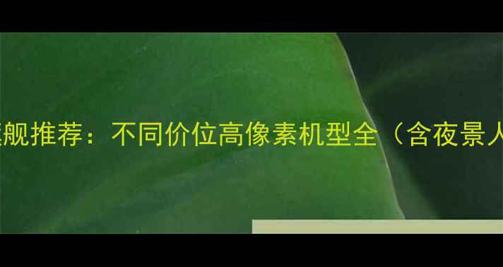 手机拍照十大旗舰推荐不同价位高像素机型全含夜景人像视频实测