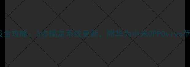 图片 手机系统升级全攻略：3步搞定系统更新，附华为小米OPPOvivo苹果官方通道1