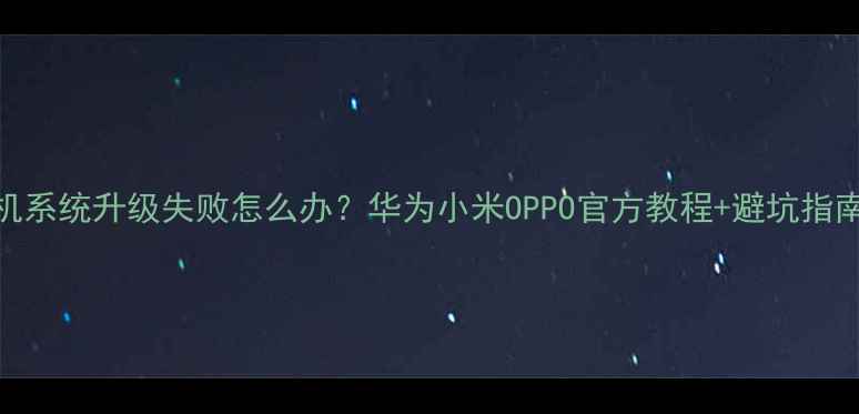 手机系统升级失败怎么办华为小米OPPO官方教程避坑指南