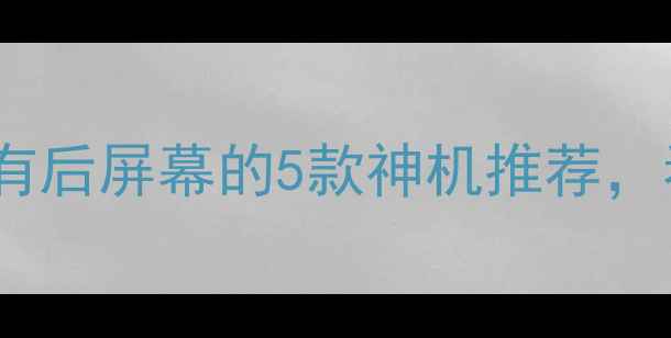 图片 手机黑科技大！有后屏幕的5款神机推荐，看完再买不踩坑2