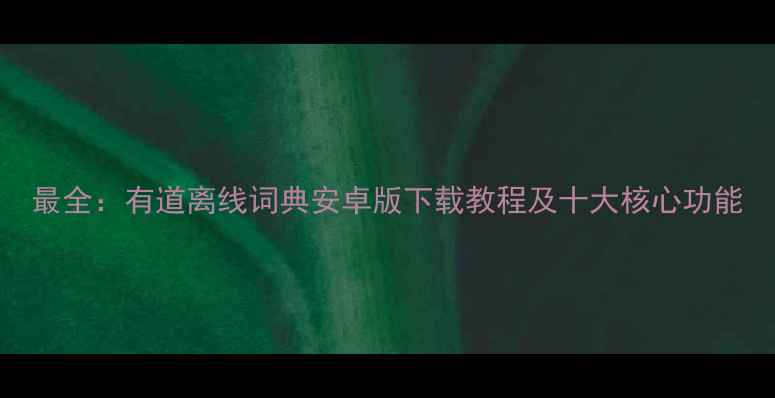 图片 最全：有道离线词典安卓版下载教程及十大核心功能