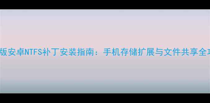 最新版安卓NTFS补丁安装指南手机存储扩展与文件共享全攻略