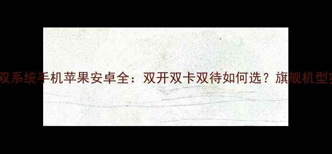 深度对比双系统手机苹果安卓全双开双卡双待如何选旗舰机型实测报告