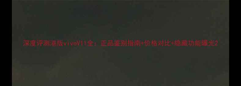 深度评测港版vivoV11全正品鉴别指南价格对比隐藏功能曝光
