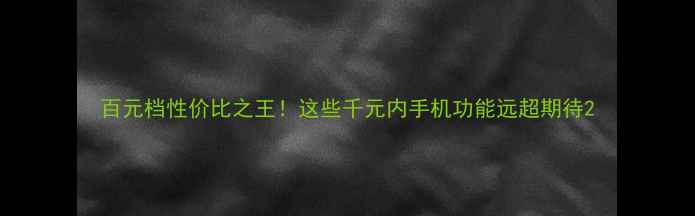 图片 百元档性价比之王！这些千元内手机功能远超期待2