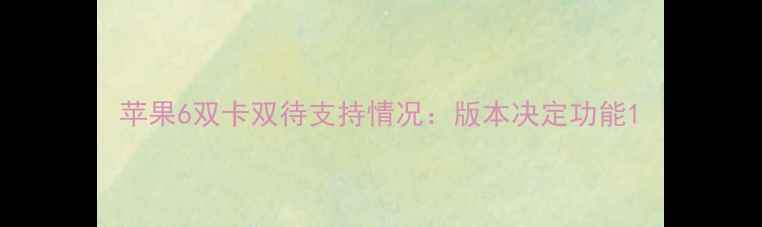 图片 苹果6双卡双待支持情况：版本决定功能1