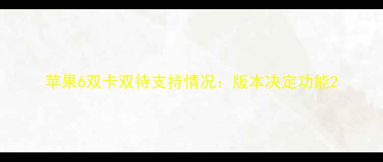 图片 苹果6双卡双待支持情况：版本决定功能2