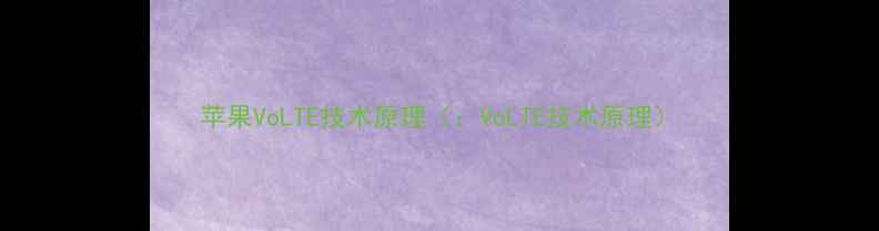 苹果VoLTE技术原理VoLTE技术原理