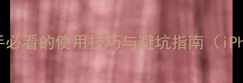 苹果手机全攻略新手必看的使用技巧与避坑指南iPhone15系列深度评测