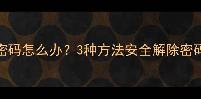 图片 苹果手机忘记锁屏密码怎么办？3种方法安全解除密码限制（最新教程）