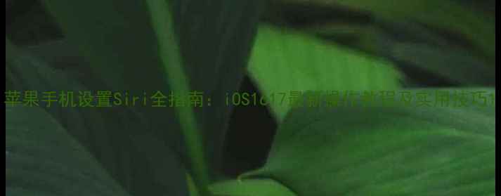 苹果手机设置Siri全指南iOS1617最新操作教程及实用技巧