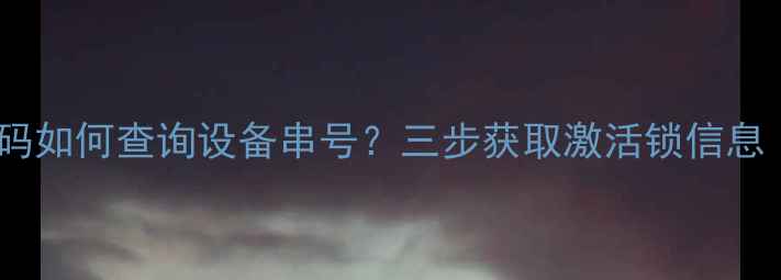 苹果设备忘记锁屏密码如何查询设备串号三步获取激活锁信息附官方验证方法