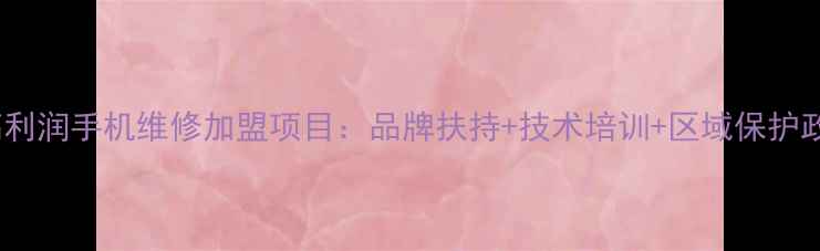 襄樊高利润手机维修加盟项目品牌扶持技术培训区域保护政策全