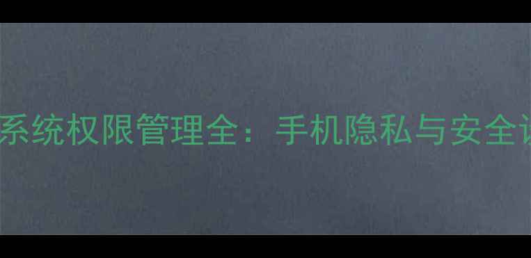 锤子桌面系统权限管理全手机隐私与安全设置指南