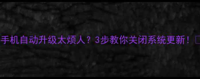 魅族手机自动升级太烦人3步教你关闭系统更新