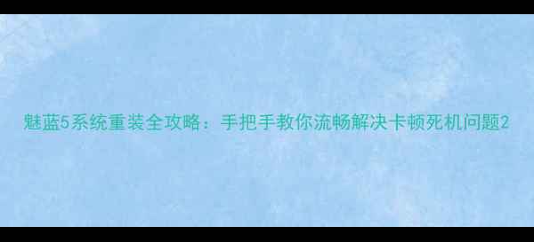 魅蓝5系统重装全攻略手把手教你流畅解决卡顿死机问题