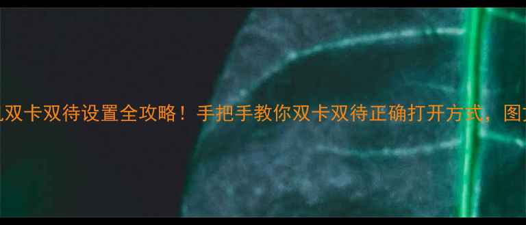 华为手机双卡双待设置全攻略手把手教你双卡双待正确打开方式图文超详细