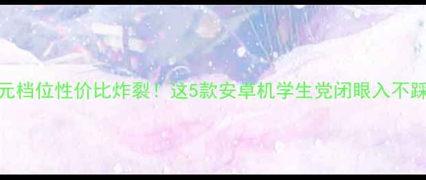 500元档位性价比炸裂这5款安卓机学生党闭眼入不踩雷