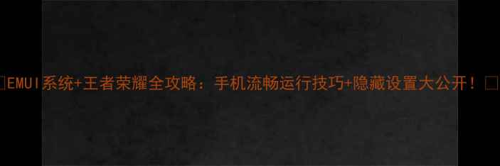EMUI系统王者荣耀全攻略手机流畅运行技巧隐藏设置大公开