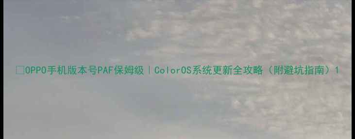 OPPO手机版本号PAF保姆级ColorOS系统更新全攻略附避坑指南